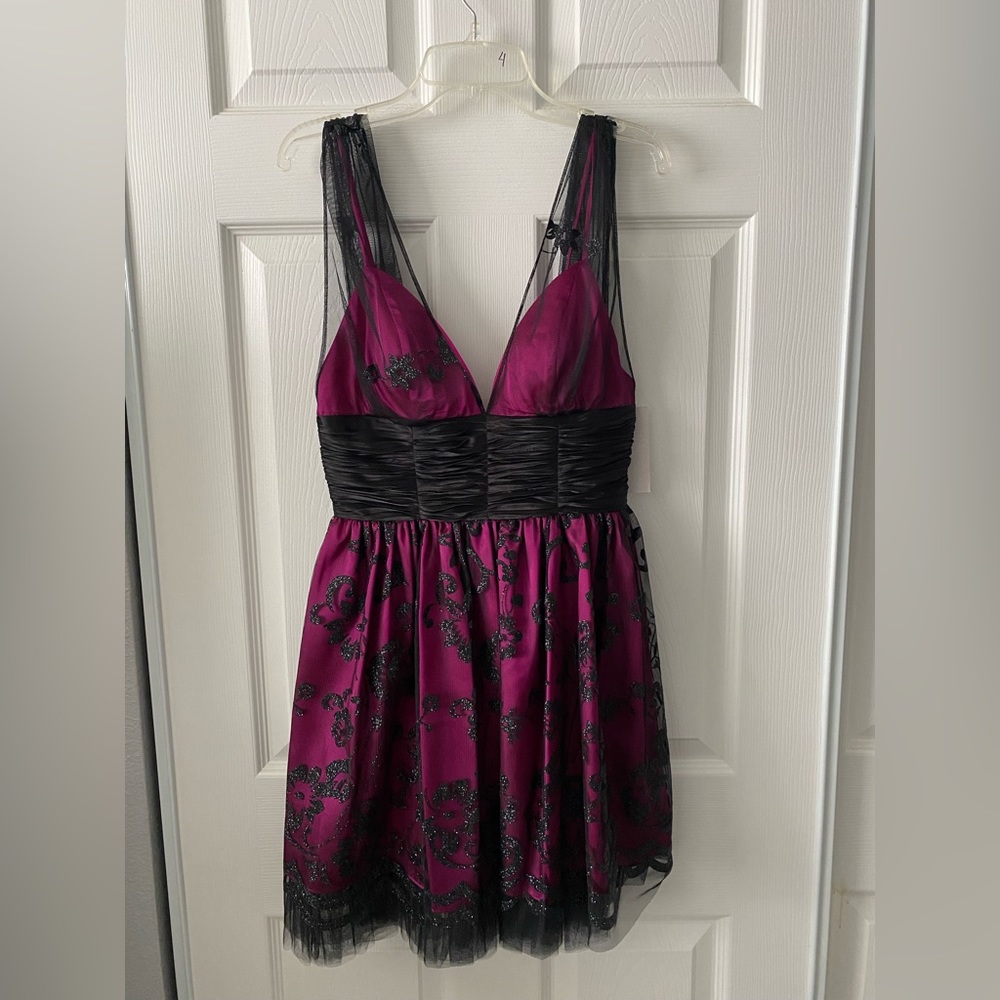 NWT - Dress, Dark Magenta with black detail, size 3/4